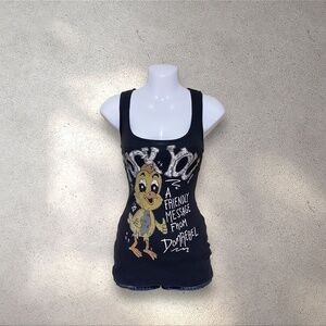 Rare Dom Rebel “I Have Something To Tell You” Chick Black Ribbed Tank Top